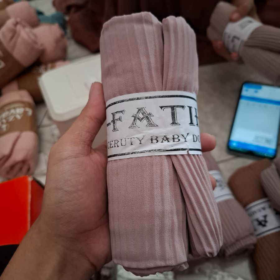 Al-Fatih Pashmina Plisket - Misty Pink 