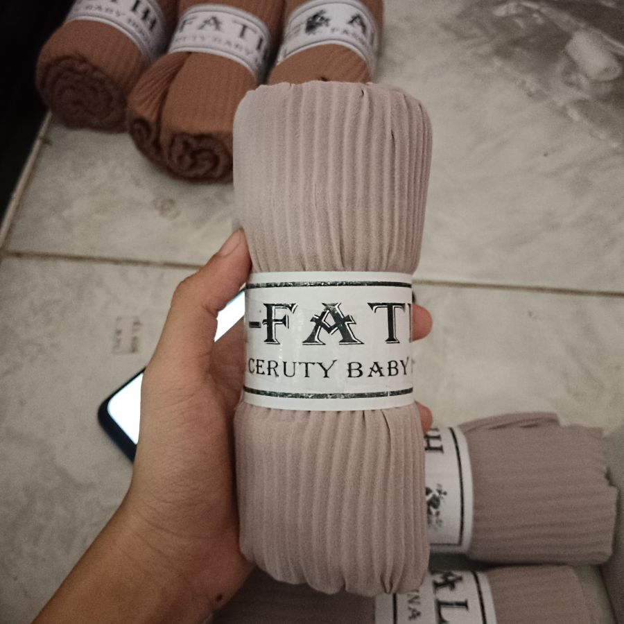 Al-Fatih Pashmina Plisket - Tan