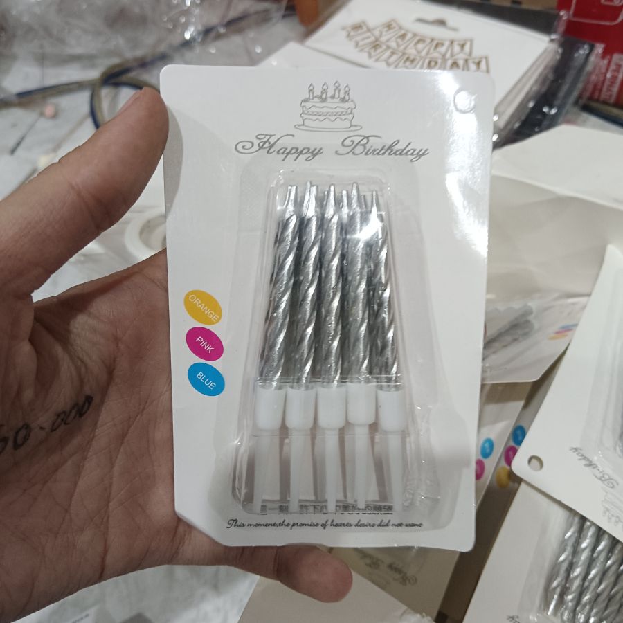 Lilin Happy Birthday/Silver