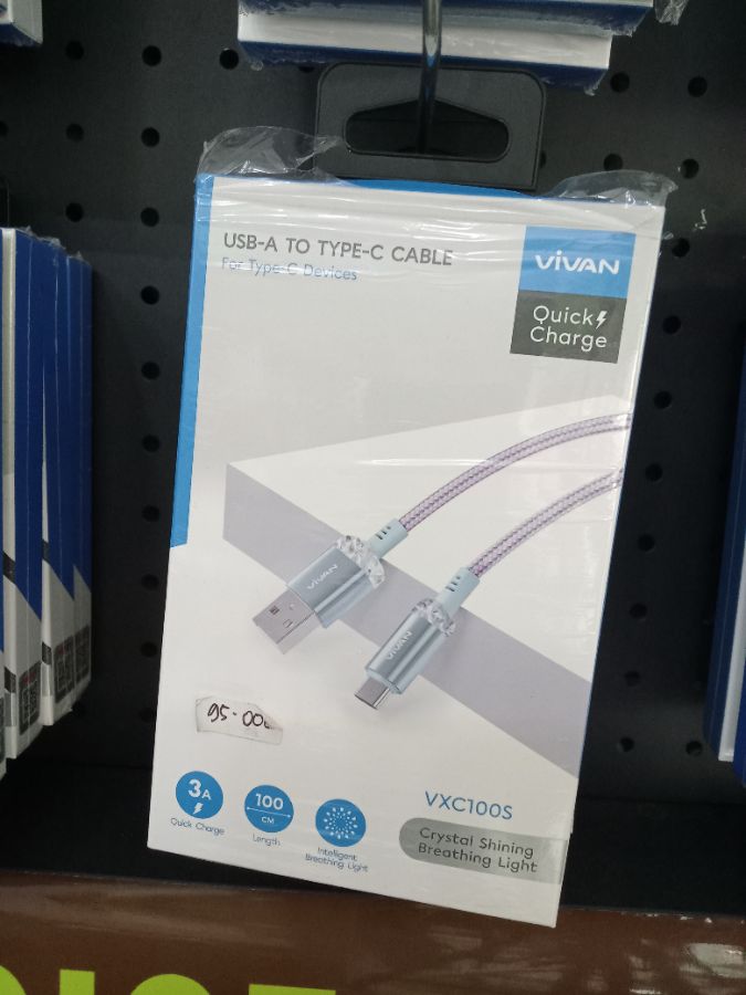 Kabel Data/VIVAN VXC100S BLUE/TYPE-C/100CM/3A