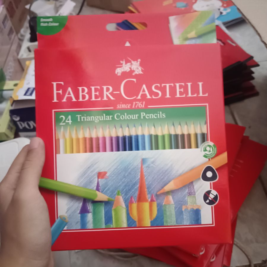 Faber Castell - Pensil Warna Triangular Colour Pencils 24 Warna Besar - Mix - Ecer