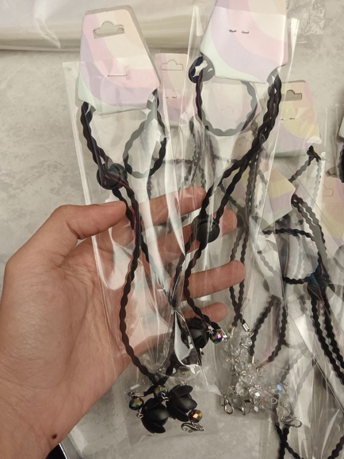 Strap Masker Mote Bunga Hitam
