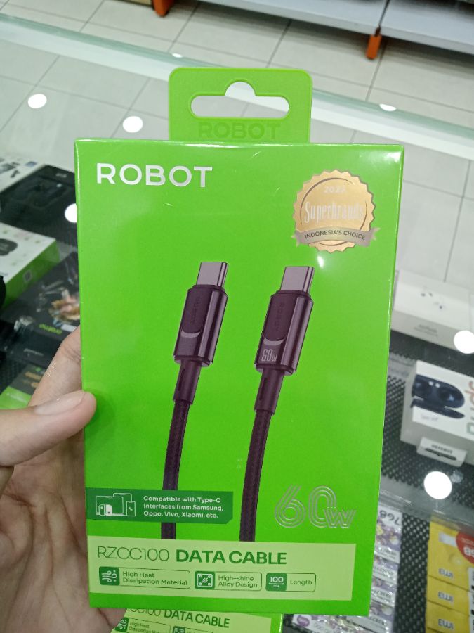 Kabel Data/ROBOT RZCC100/TYPE-C TO TYPE-C/60W/100CM