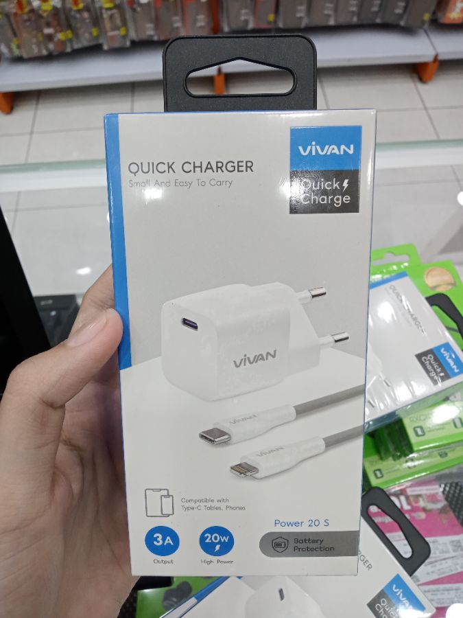 Travel Charger/VIVAN POWER 20S/TYPE-C TO LIGHTNING/20W 