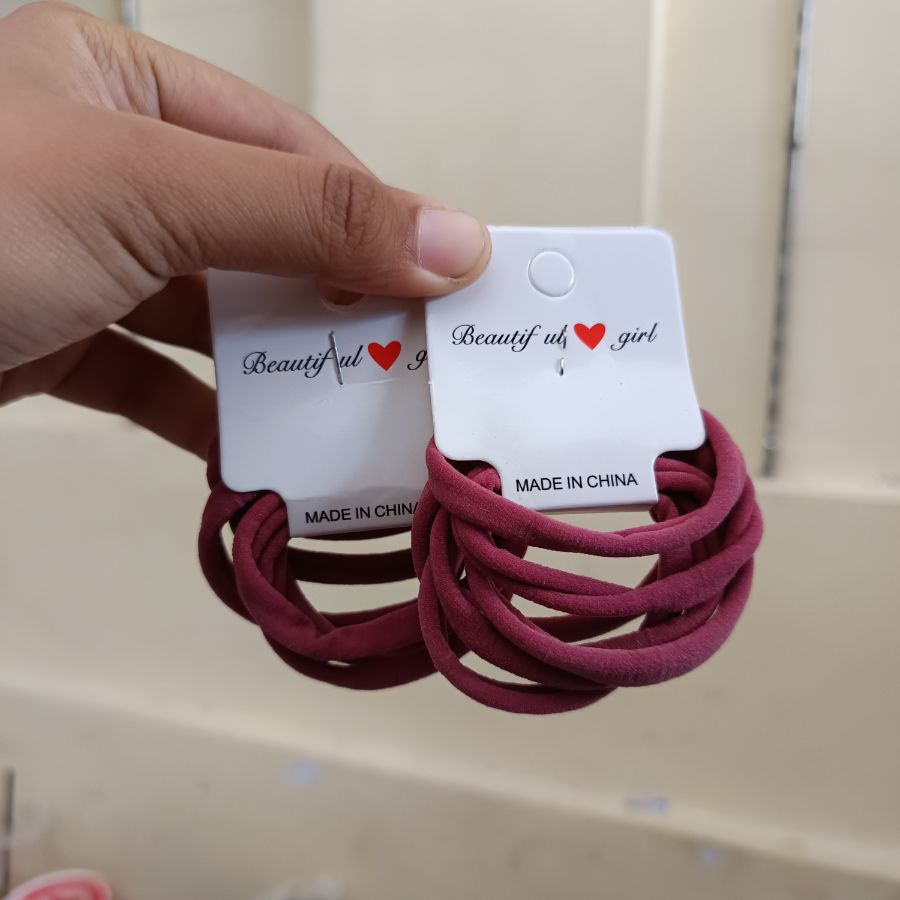 Ikat rambut isi 6 Pink