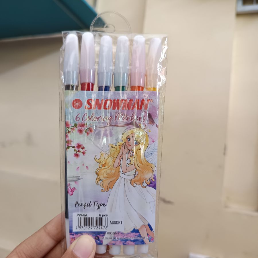 Snowman - Spidol Kecil 6 Warna - Mix 