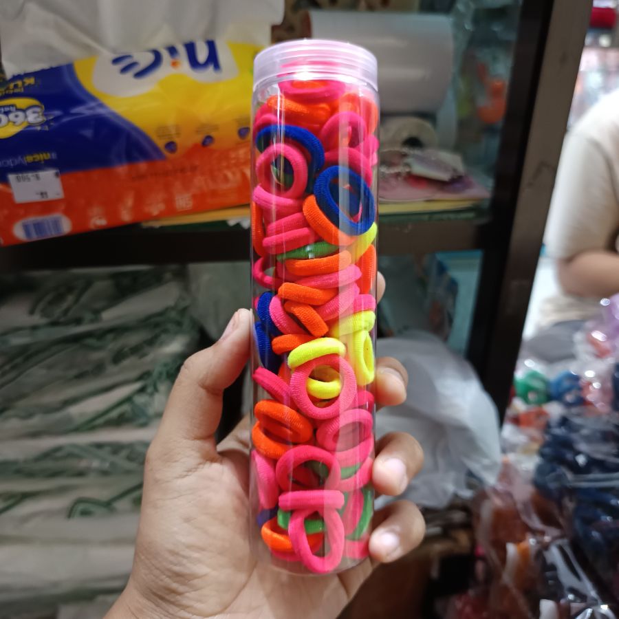 Ikat Rambut Tabung Donat/ Isi 100/ Rainbow 