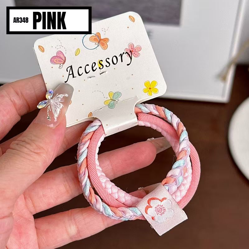 * Set Ikat Rambut Isi 3 Karet Rambut Wanita Kuncir Rambut Anak MCO-Pink