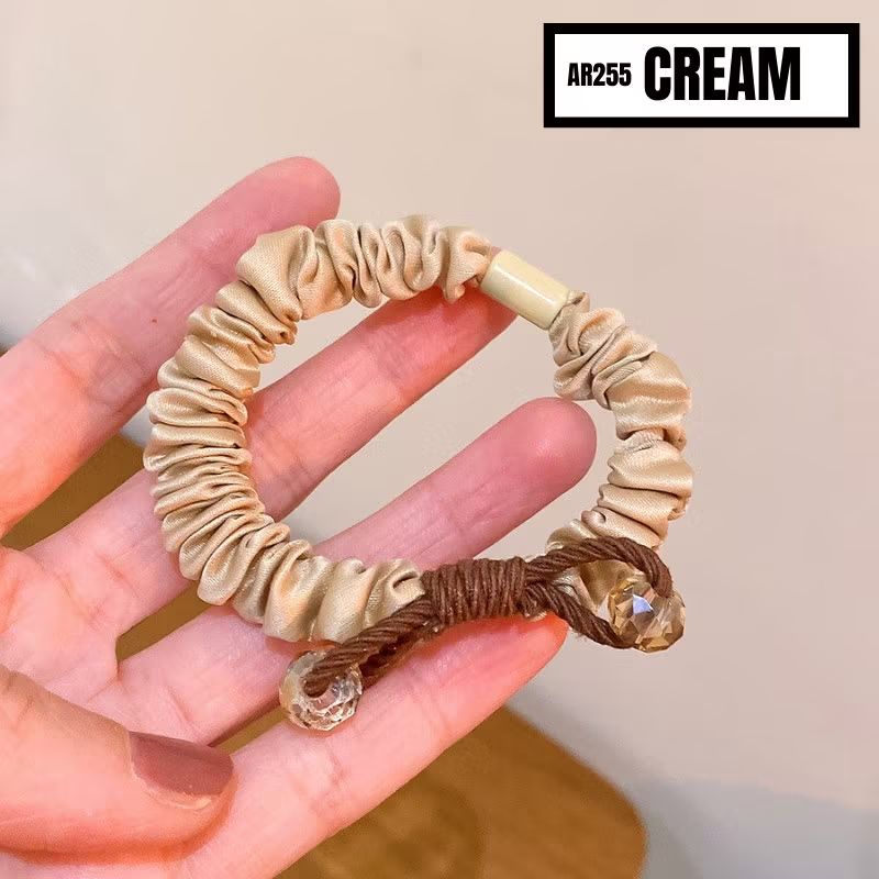 Ikat Rambut Scrunchie Kecil Karet Rambut Ponytail Aksesoris Rambut Wanita MCO-Cream