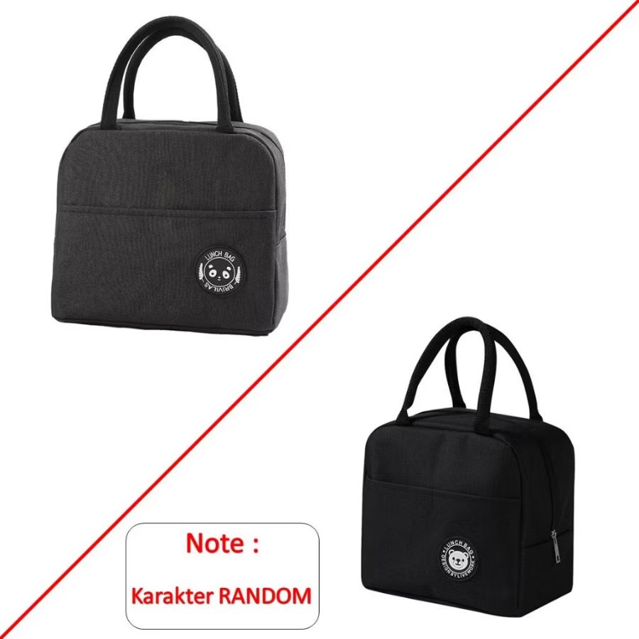 HC TAS BEKAL LUNCH BAG COOLER BRIVILAS MAKANAN ANAK TAS LUNCH BOX-Hitam