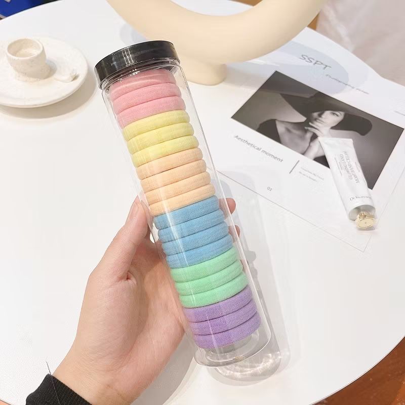 HC Ikat Rambut Wanita Elastis Isi 20 Pcs Kunciran Anak Motif Polos 20Pcs Kuat Gaya Korea-Pastel