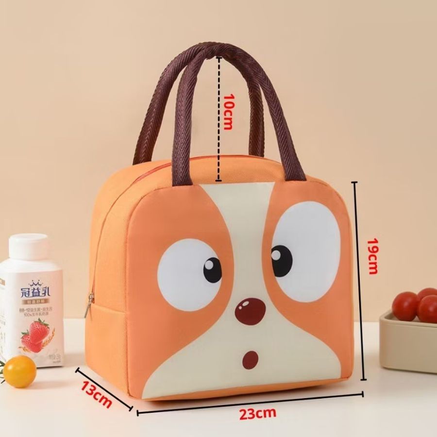 HC Tas Bekal Karakter Lunch Bag Cooler Food Waterproof Makanan Anak Tas Lunch Box-Oren Doggy