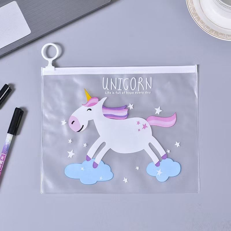 HC Pouch Zip Lock Kosmetik Transparan Motif Kaktus Tas Kosmetik Karakter Unicorn-Unicorn 4
