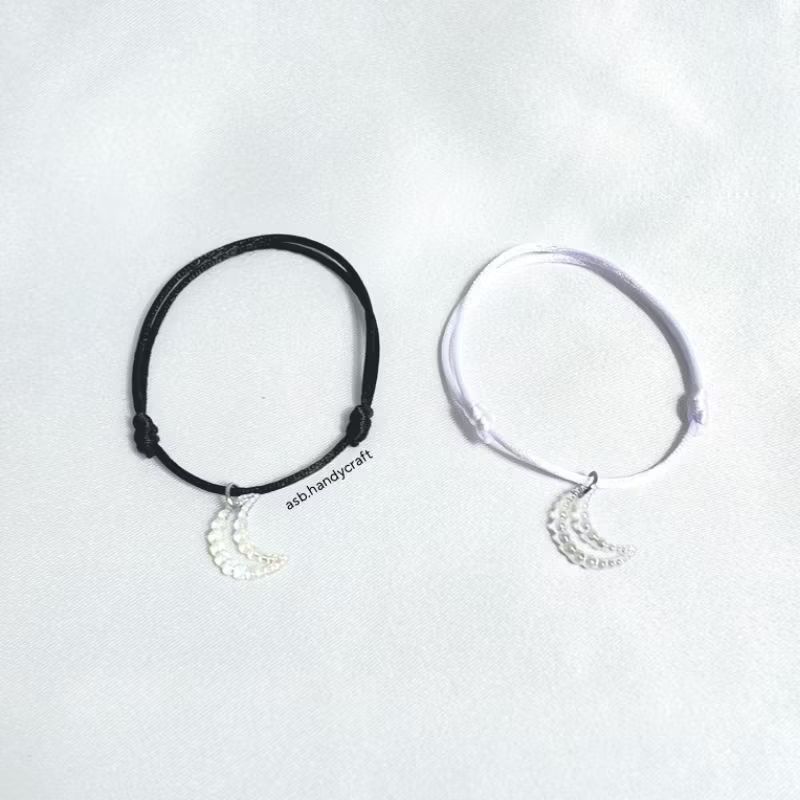 Gelang Mote premium Tali Satin 1mm double slide-Hitam