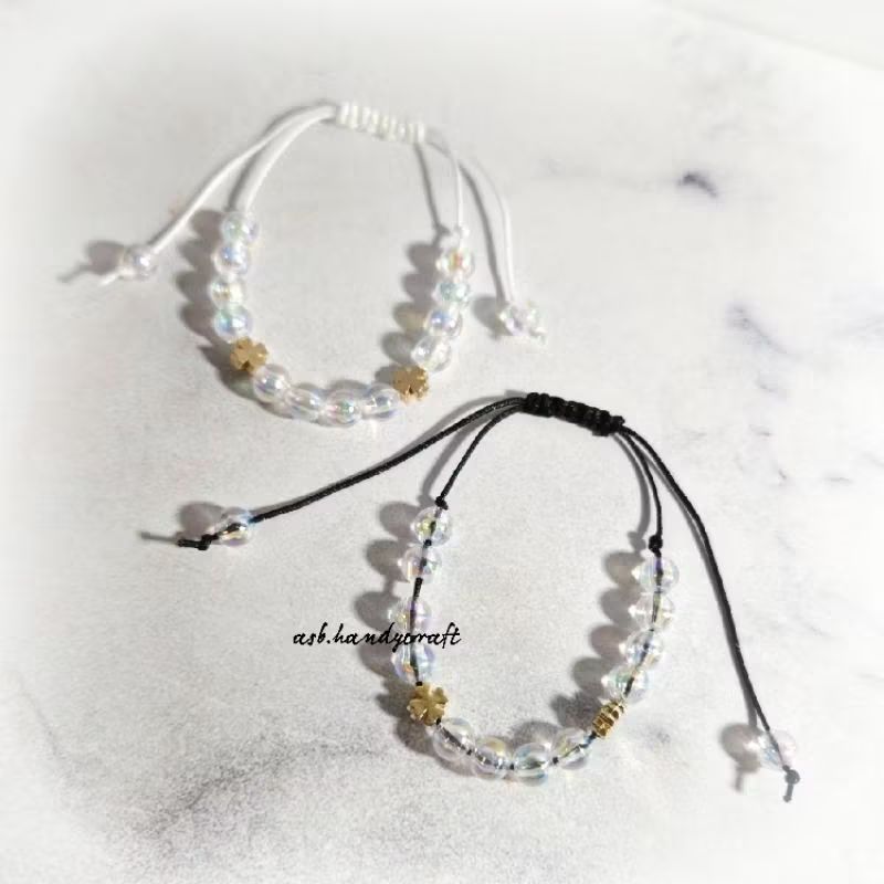 Gelang Manik Tali Giok Hitam Mote Premium Single Slide / Korean