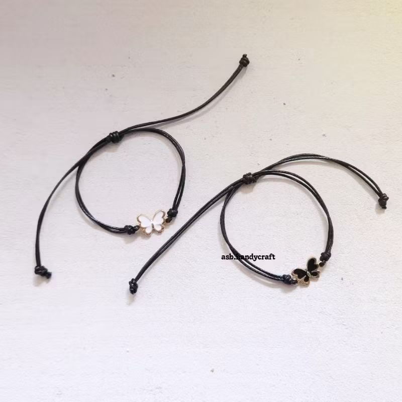 Gelang Single Slide Kupu Kupu Premium  Gelang Single slide waterproff-Hitam