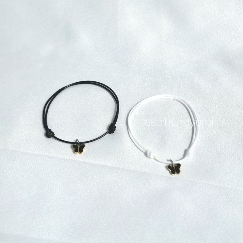 ASB Gelang Tali Korea Premium Waterproof Mini Butterfly Black premium grade a-Hitam