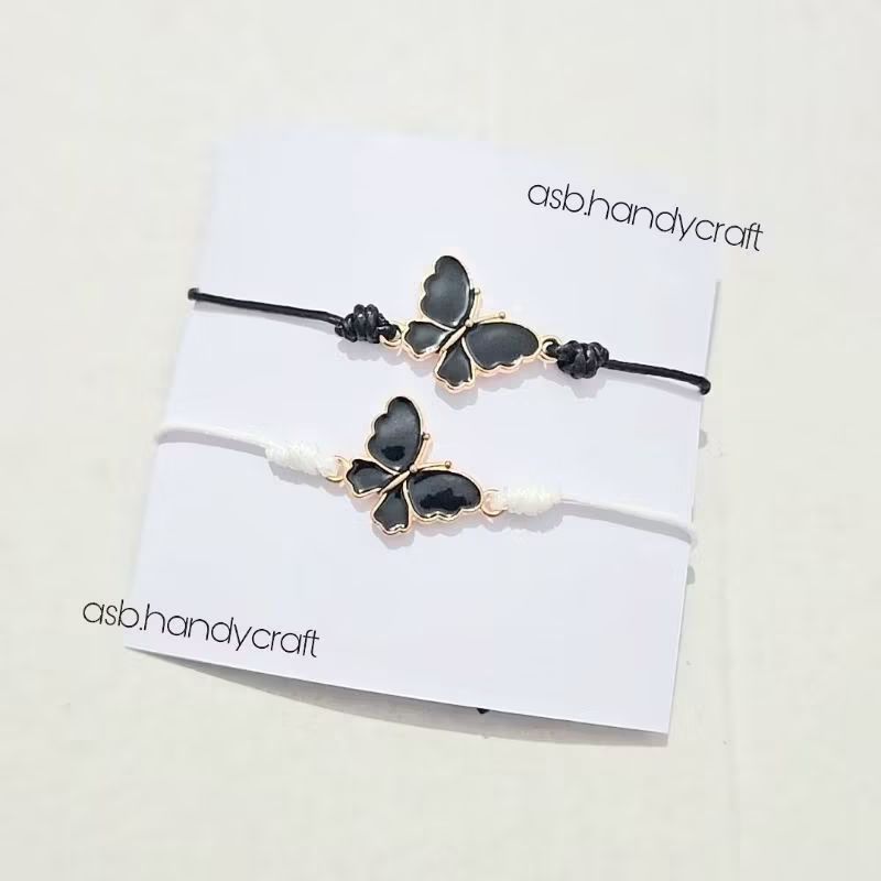 Gelang Single Slide Kupu Kupu (B) Premium  Gelang Single slide waterproff-Hitam