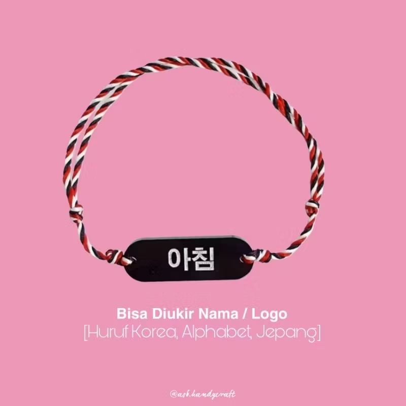 Gelang Akrilik Custom Nama Korea Tali Tridatu
