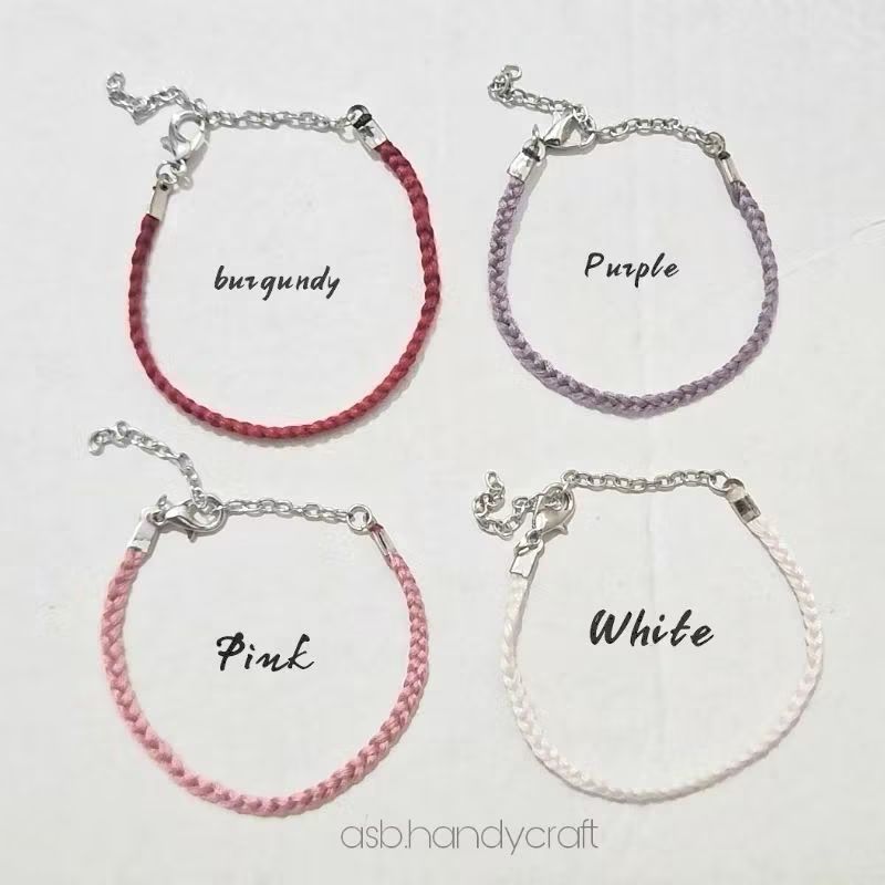 ASB Gelang Tali Korea Premium Waterproof Mote kupu clear premium grade a-Purple