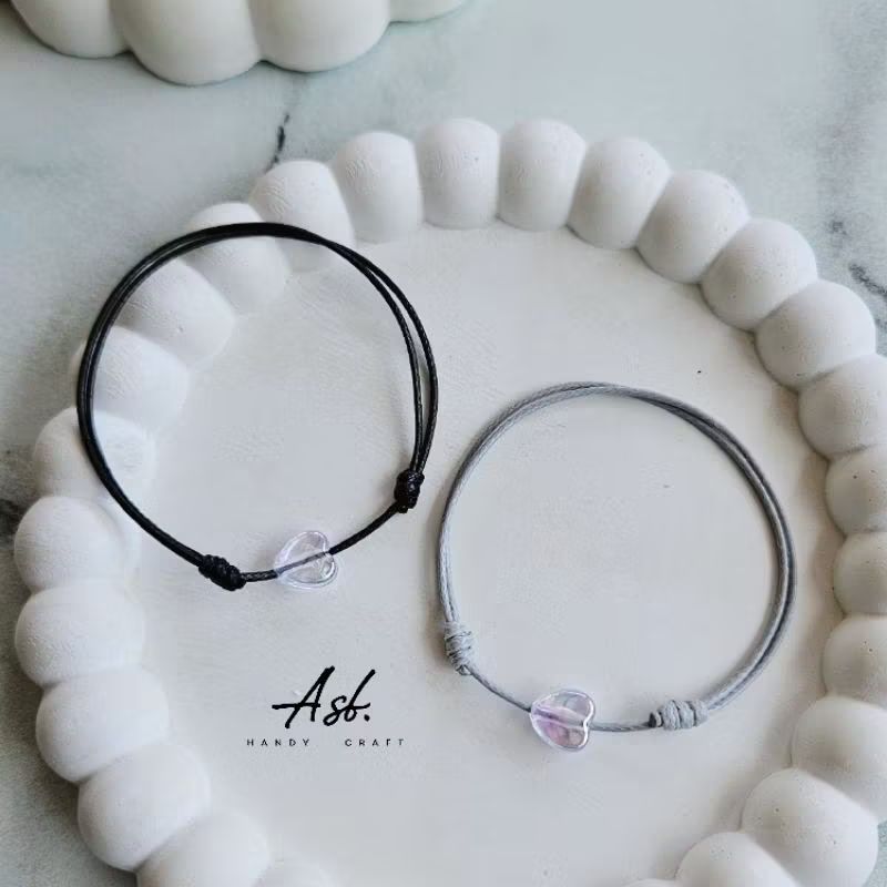 Gelang Tali Korea Waterproof Clear AB Love 1mm-Hitam