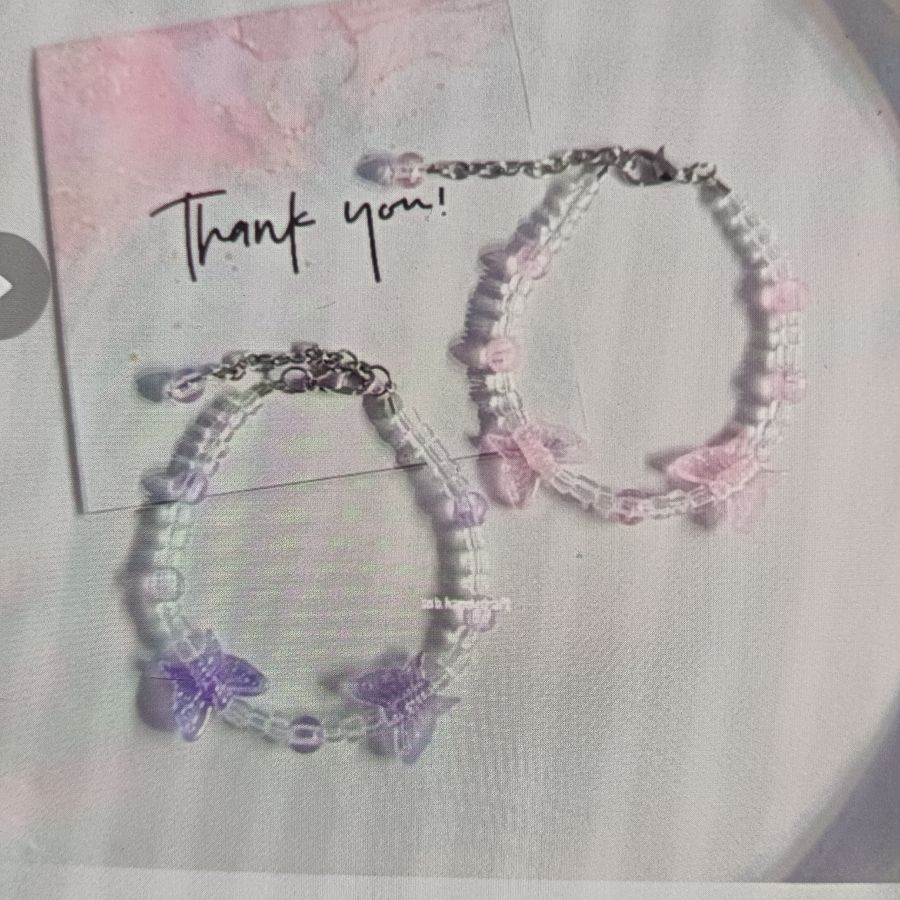Gelang Manik Kupukupu Pink