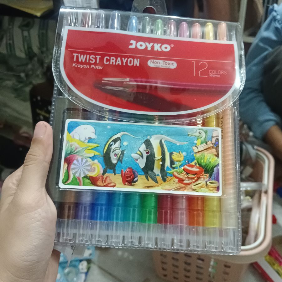 Joyko - Twist Crayon Putar 12 Warna Panjang - Mix - Ecer