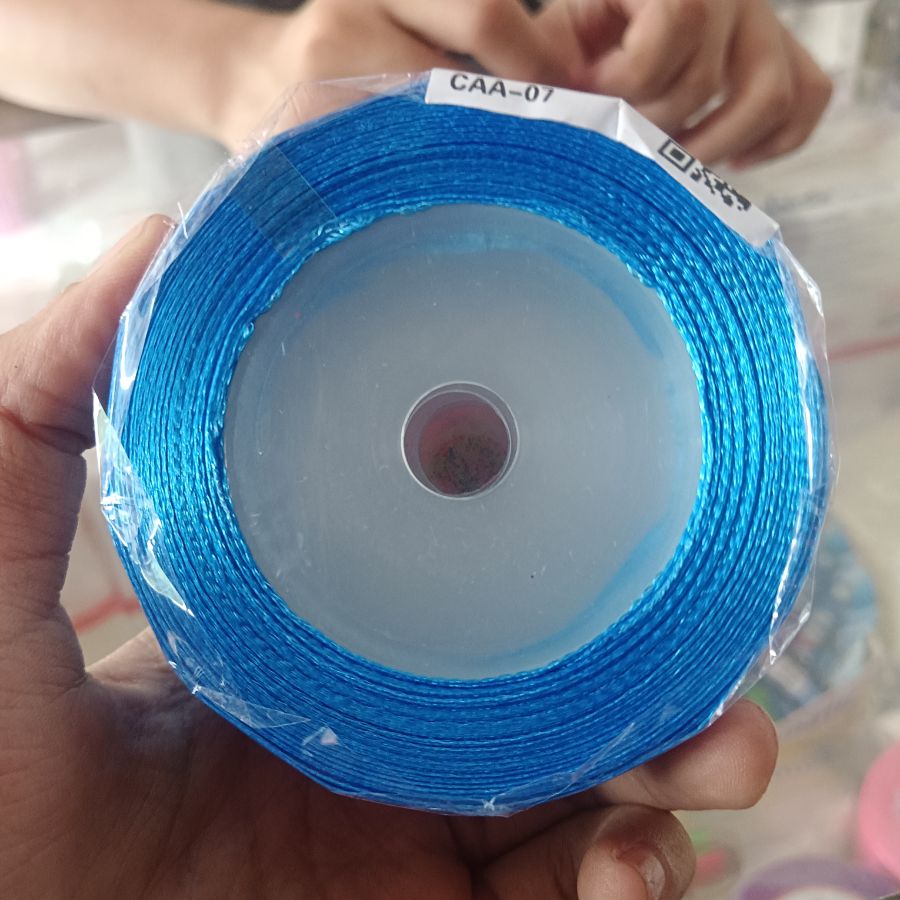 Pita Satin 1/4 Inch Biru