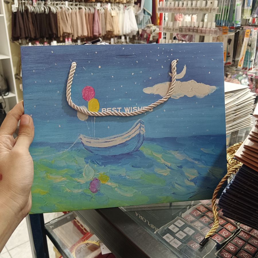 Paperbag Small Boat Best Whises Gold Blue/ M