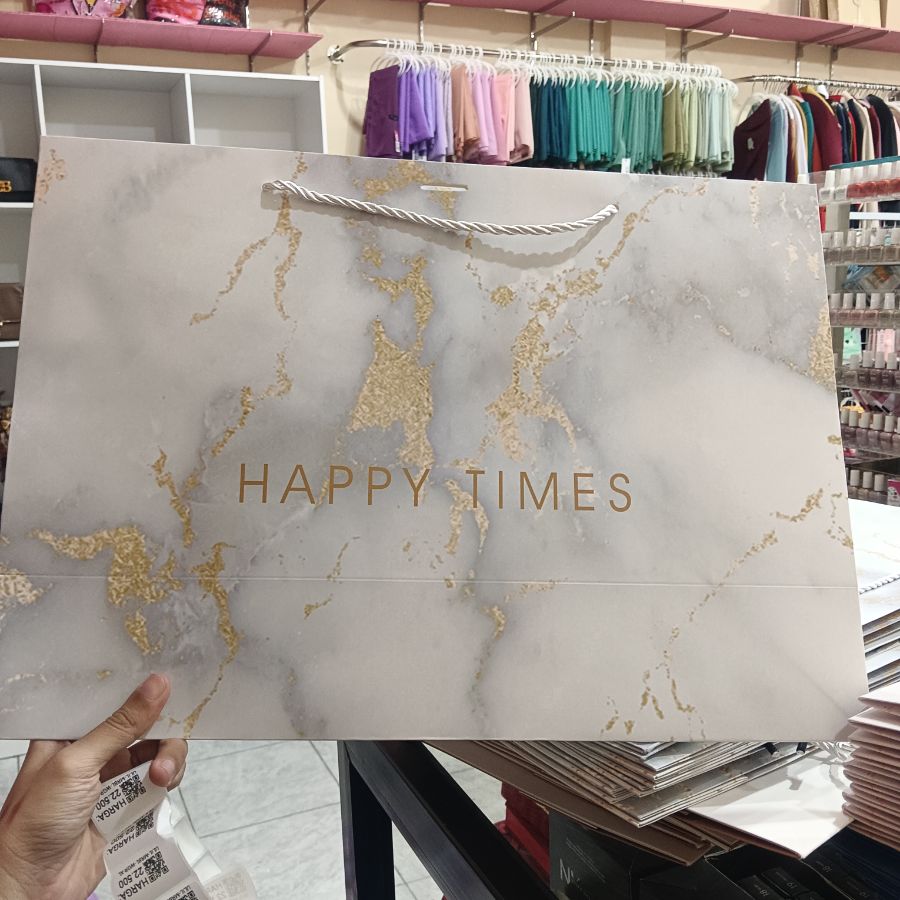 Paperbag Marble PIita White Gold/ XL