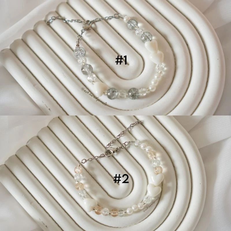 Gelang manik Akrilik Sembur Kombinasi Love white - 1