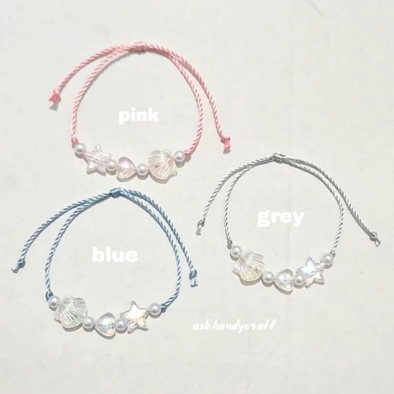 Gelang Tali Nylon Smooth Mote Mix Korean Beads Bracalate Premium - Grey