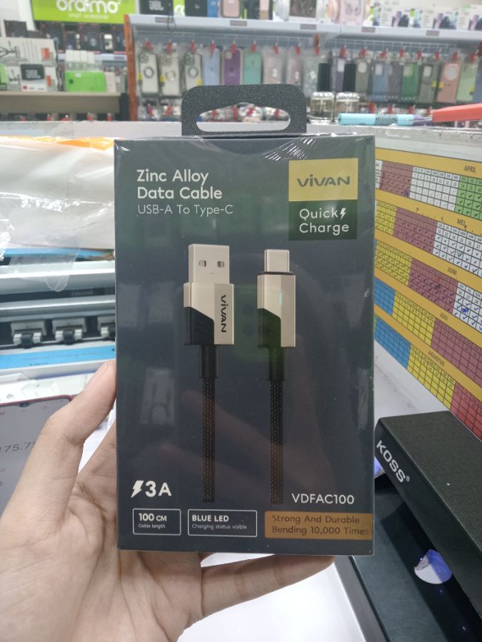Kabel Data/VIVAN VDFAC100/TYPE-C/100CM/3A