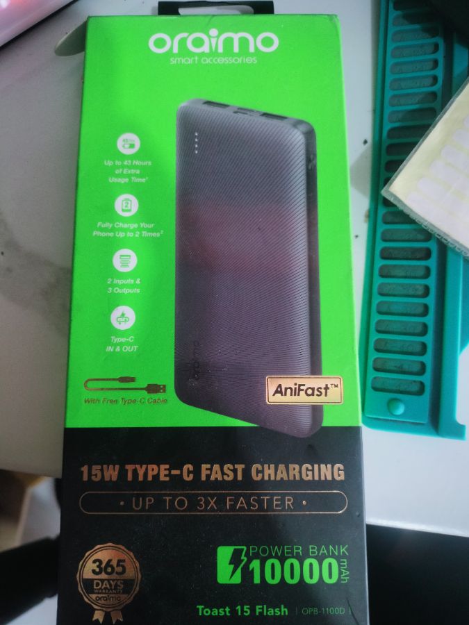 Powerbank Oraimo 15 w type C 10.000 mah