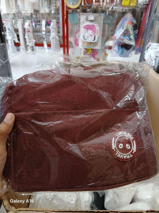 HC TAS BEKAL LUNCH BAG COOLER BRIVILAS MAKANAN ANAK TAS LUNCH BOX-Maroon