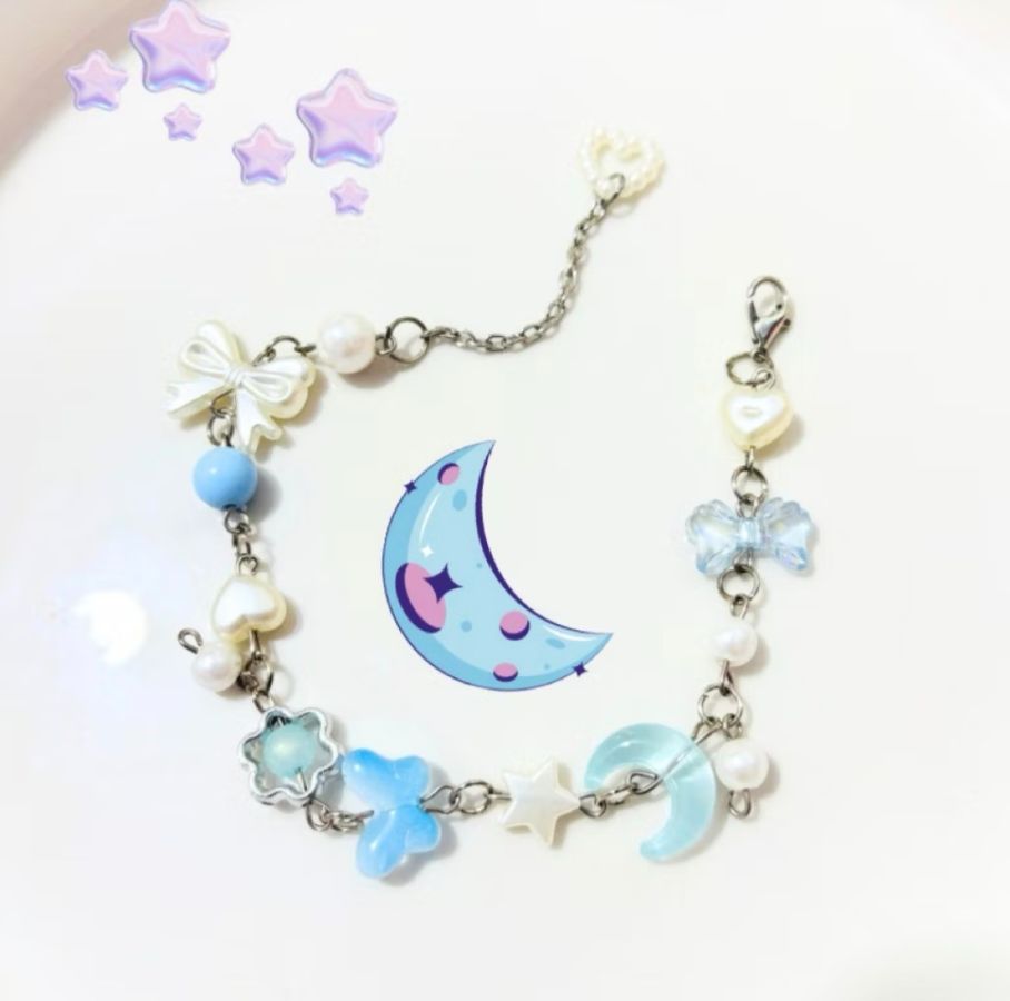 Gelang Manik Manik - Butterfly and Moon Blue