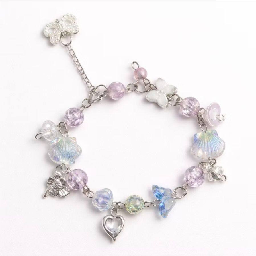 Gelang Manik Manik - Pita dan Butterfly Ungu
