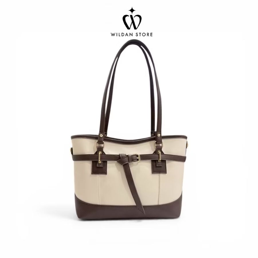 Totebag Tas Bahu - Putih Brown