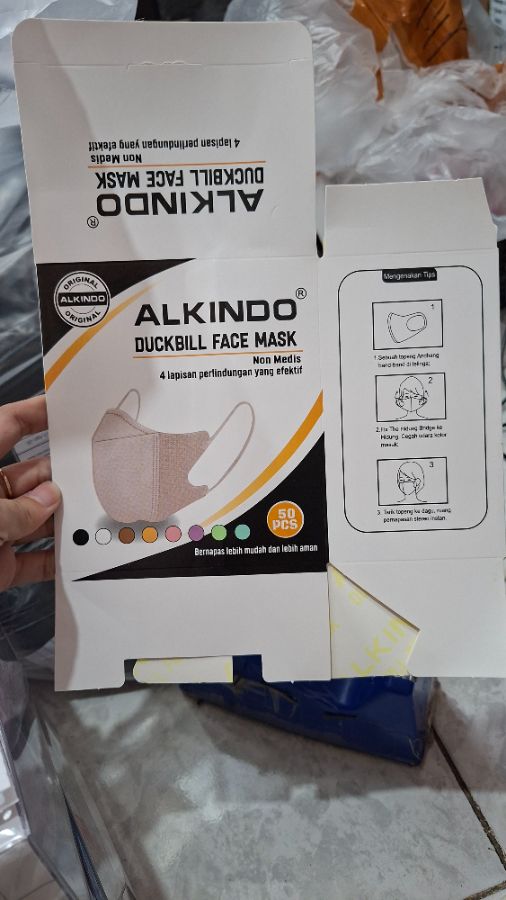 Alkindo - Masker Duckbill 50 pcs - Dewasa - Hitam