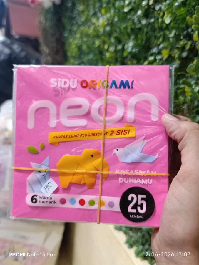 Sidu Neon Kertas Origami 12 x 12 cm