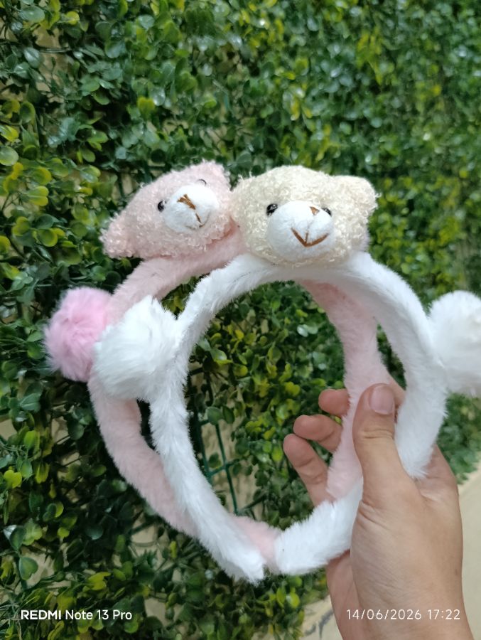 Bando Boneka Bear Pink & White