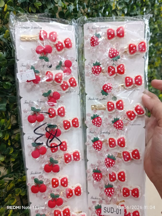 Jepit Rambut Isi 2 - Pita Cheery Strawberry