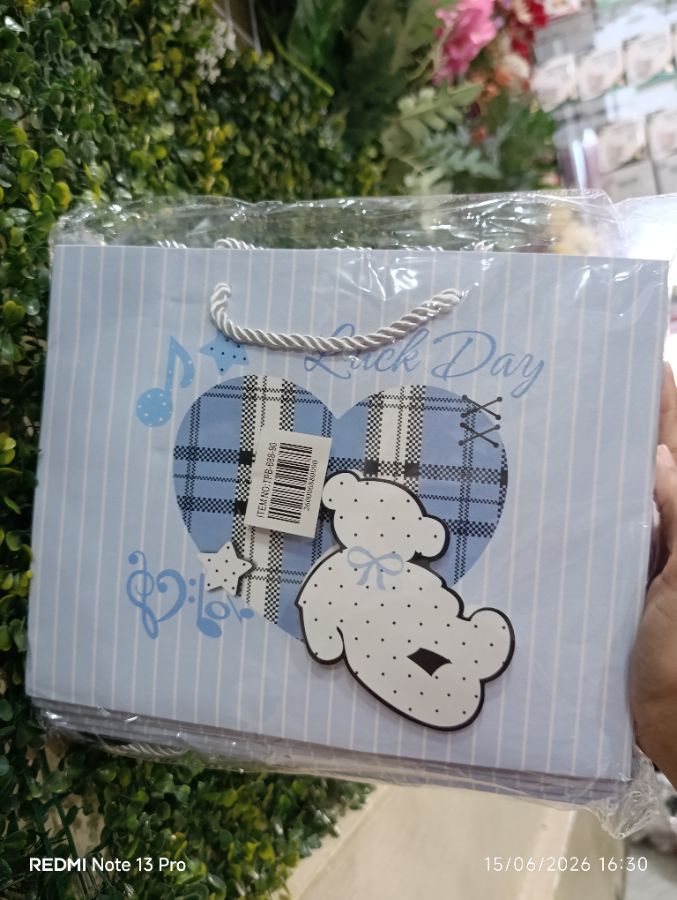Paper Bag - Blue Love Beruang Timbul