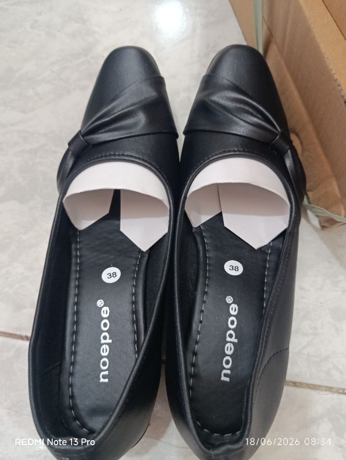 NOEPOE - Flatshoes hitam 5cm - 37