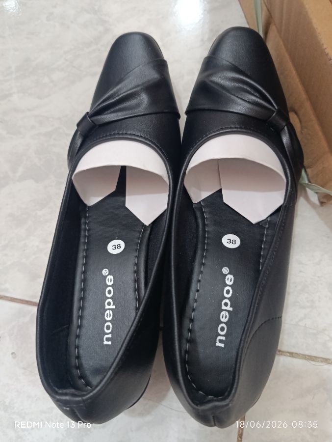 NOEPOE - Flatshoes hitam 5cm - 38