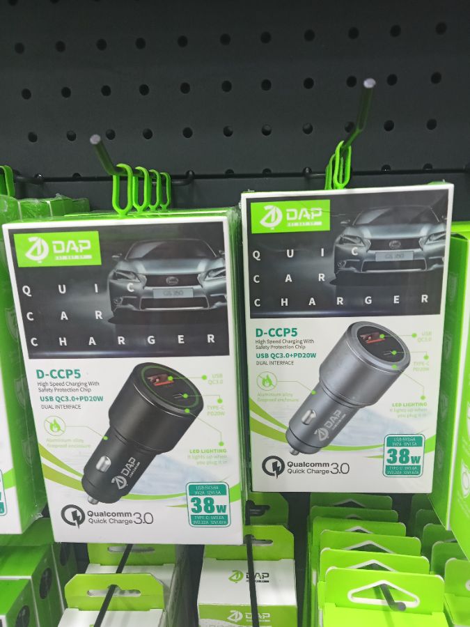 Car Charger/DAP D-CCP5/38W/1USB+1Type-c