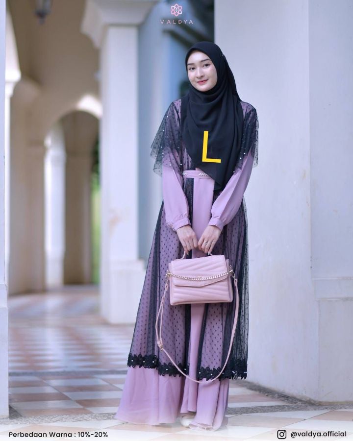 Gamis valdya gauri black pink mom L