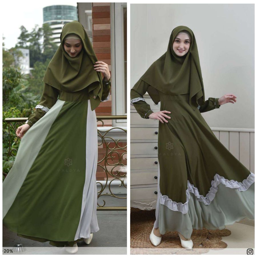 Gamis valdya dzakiya mosa green mom M