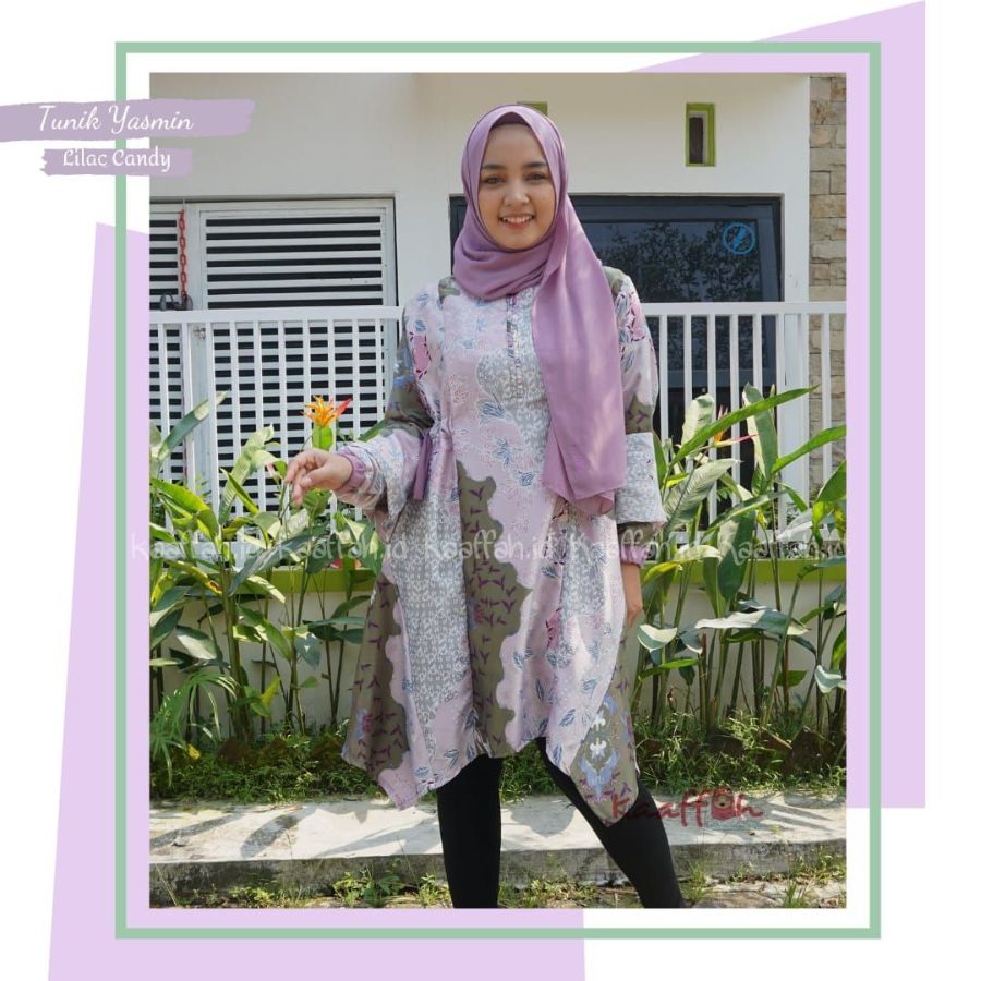 Tunik kaaffah yasmin lilac candy mom L