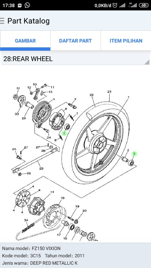 Laher 6202 Roda Belakang Vixion YGP
